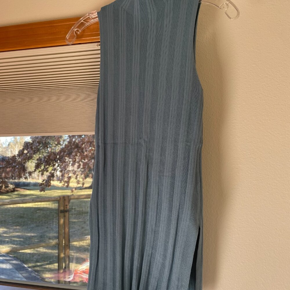 Blue Ribbed Mockneck Shirt - Picture 3 of 4